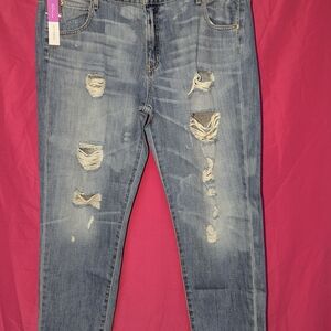 Mossimo Boyfriend Distressed Blue Jeans Woman's Plus Size 18